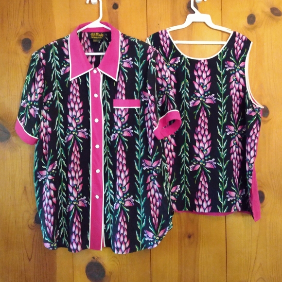 Bob Mackie Tops - Bob Mackie Silk Tropical Print Twinset